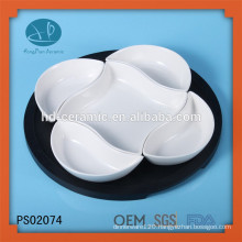 compartment dinner plates,porcelain combine dish with MDF tray